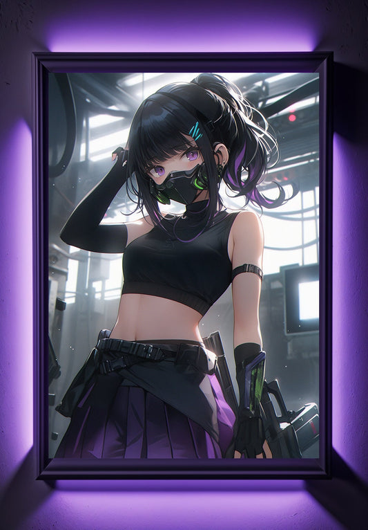 Purple Cyberpunk Anime Art Print Poster, Manga Japanese Movie Poster Wall Art Home Decor Design Poster Animation Science Fiction Film Poster