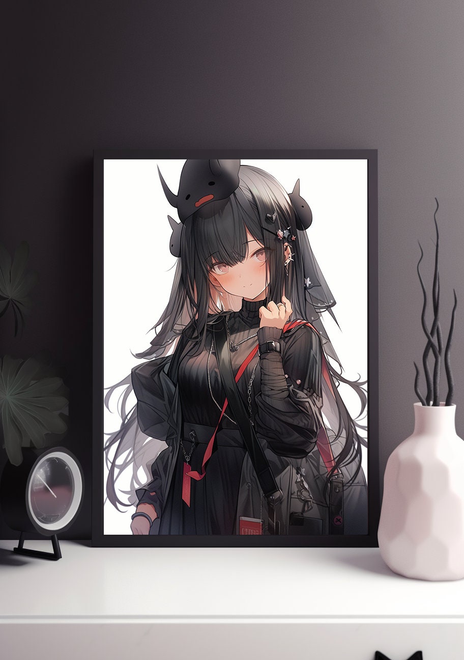 Black Gothic Lolita Anime Art Print Poster, Lolita Manga, Japanese Movie Poster, Wall Art Home Decor, Animation Film Prints