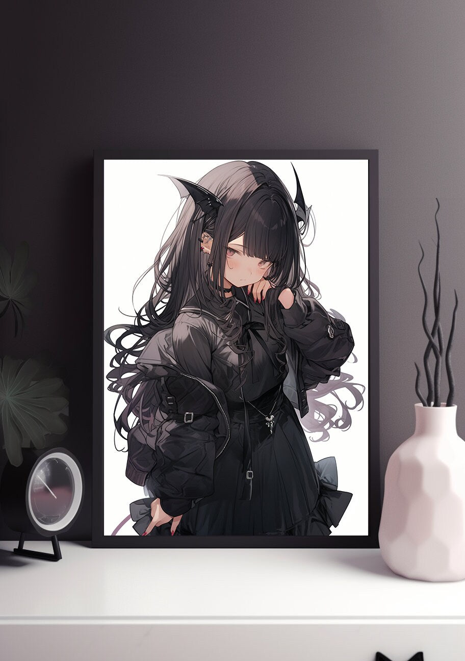 Black Gothic Lolita Anime Art Print Poster, Lolita Manga, Japanese Movie Poster, Wall Art Home Decor, Animation Film Prints