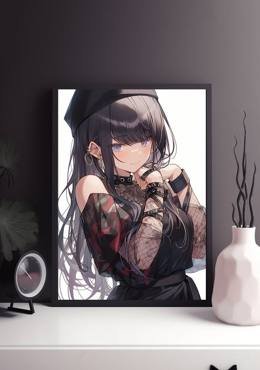 Black Gothic Lolita Anime Art Print Poster, Lolita Manga, Japanese Movie Poster, Wall Art Home Decor, Animation Film Prints