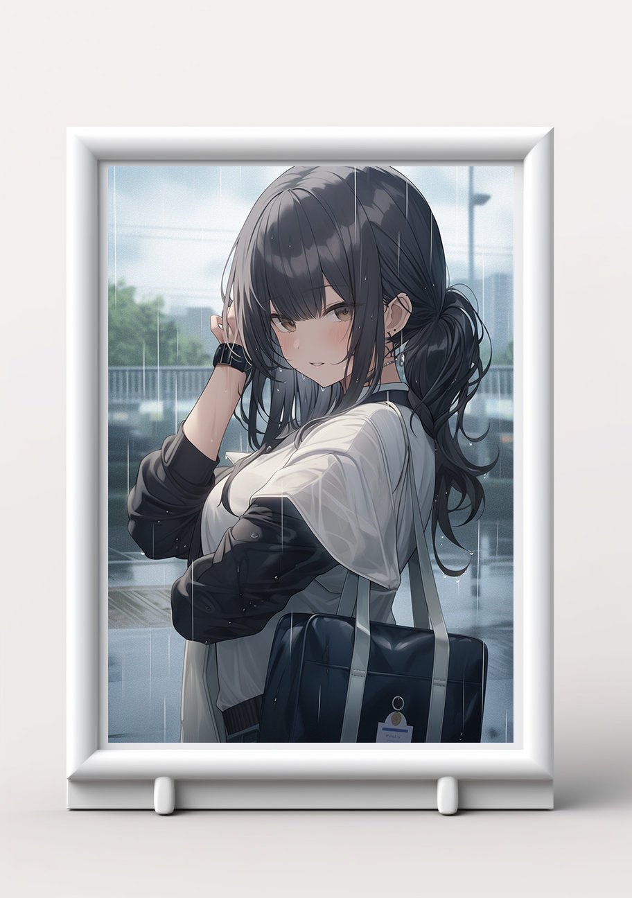 White Wet T-shirt Girl Anime Art Print Poster, Girl In The Rain Manga, Japanese Movie Poster, Wall Art Home Decor, Animation Film Prints