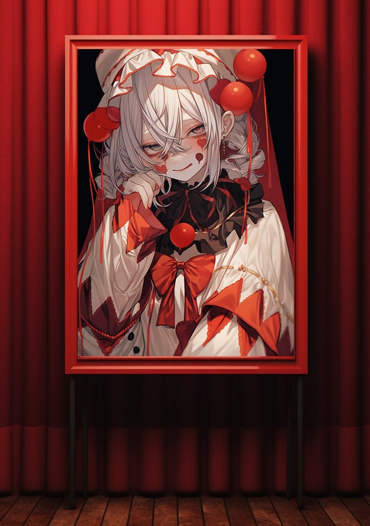 Red Clown Girl Anime Art Print Poster, Circus Manga, Japanese Movie Poster, Wall Art Home Decor, Animation Film Prints