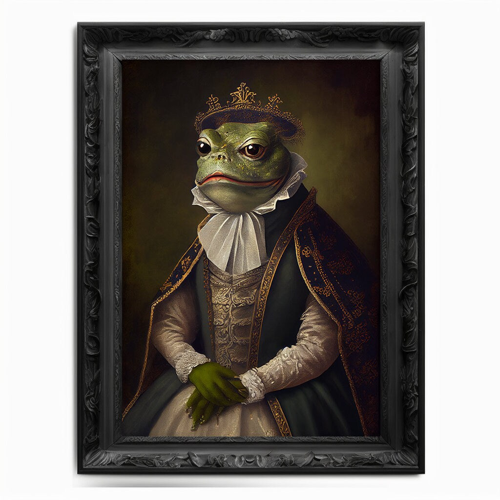Pepe The Frog Wall Art Print, Vintage Regal Pepe The Frog Art Poster Renaissance. Victorian Pepe Portrait, Painting Pepe Coin Crypto