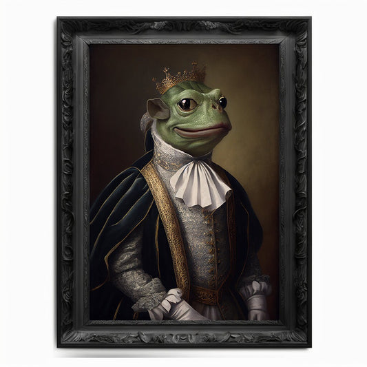 Pepe The Frog Wall Art Print, Vintage Regal Pepe The Frog Art Poster Renaissance. Victorian Pepe Portrait, Painting Pepe Coin Crypto