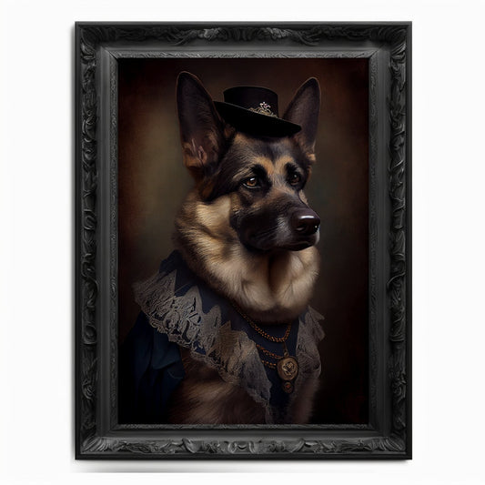 German Shepherd Art Print, Animal Lover Vintage Regal Dog Art Print Poster Renaissance. Victorian Puppy Portrait, Royal Painting Pet Gift