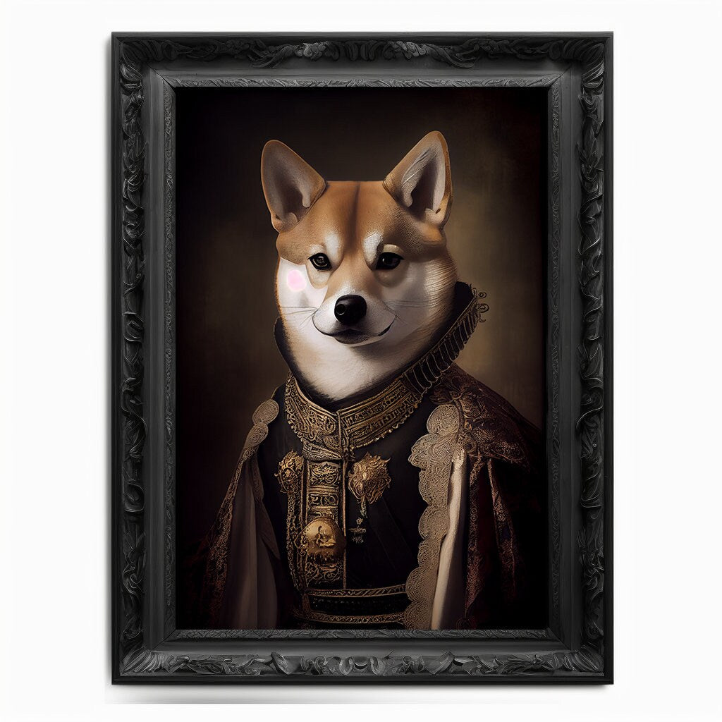 Shiba Inu Art Print, Animal Lover Vintage Regal Dog Floki Print Poster Renaissance. Victorian Puppy Portrait, SHIB Print, DOGE Art