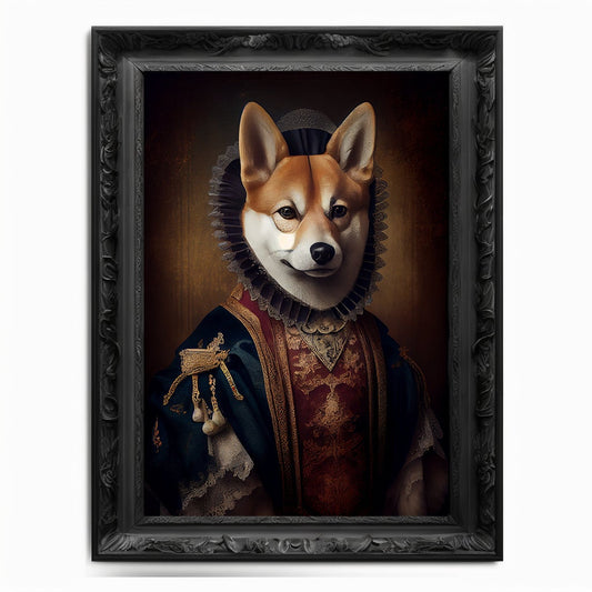 Shiba Inu Art Print, Animal Lover Vintage Regal Dog Floki Print Poster Renaissance. Victorian Puppy Portrait, SHIB Print, DOGE Art - Wall Art Poster Print