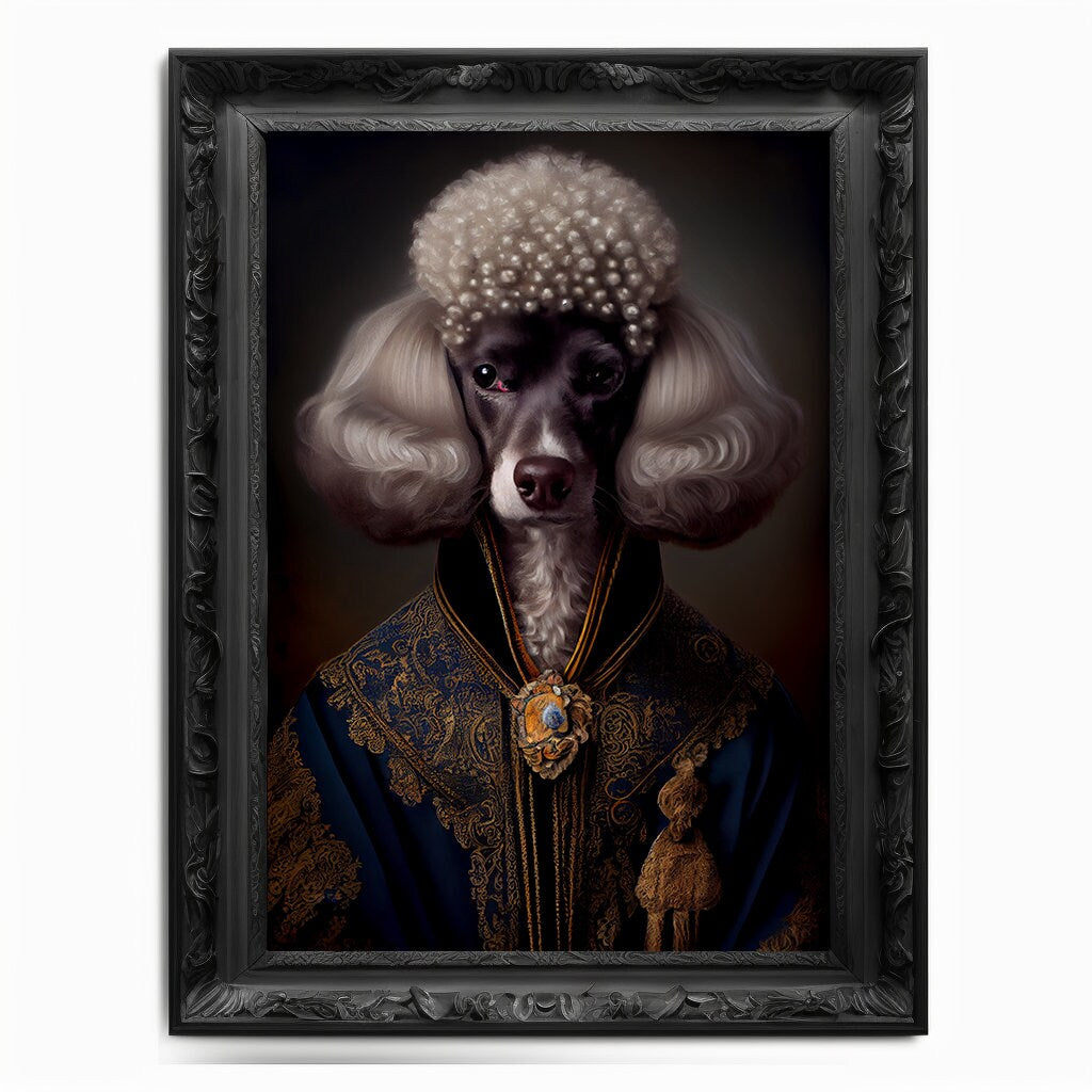 Poodle Wall Art Print, Animal Lover Vintage Regal Dog Art Print Poster Renaissance. Victorian Puppy Portrait, Royal Painting Home Pet Gift