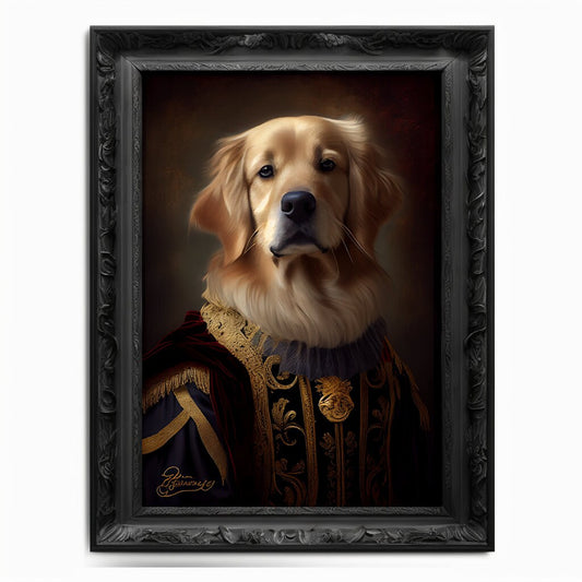 Golden Retriever Wall Art Print, Animal Lover Vintage Regal Dog Art Print Poster Renaissance. Victorian Puppy Portrait, Royal Painting Gift - Wall Art Poster Print