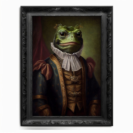 Pepe Meme Wall Art Print, Vintage Regal Pepe The Frog Meme Art Poster Renaissance. Victorian Pepe Portrait, Painting Pepe Coin Crypto Art
