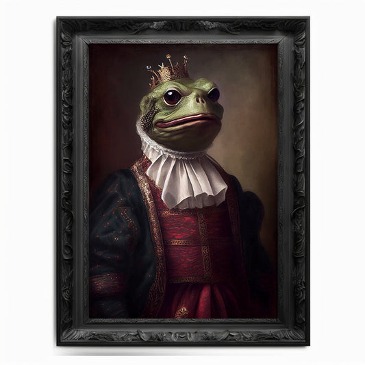 Pepe Meme Wall Art Print, Vintage Regal Pepe The Frog Meme Art Poster Renaissance. Victorian Pepe Portrait, Painting Pepe Coin Crypto Art