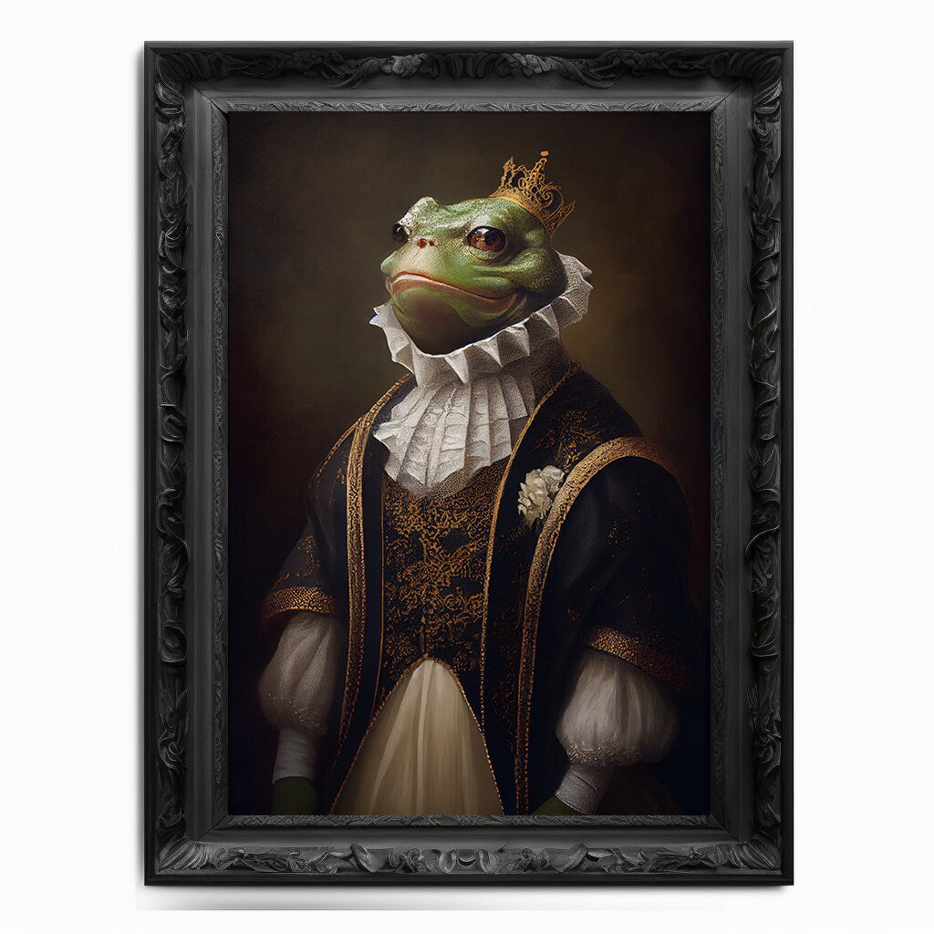 Pepe Meme Wall Art Print, Vintage Regal Pepe The Frog Meme Art Poster Renaissance. Victorian Pepe Portrait, Painting Pepe Coin Crypto Art