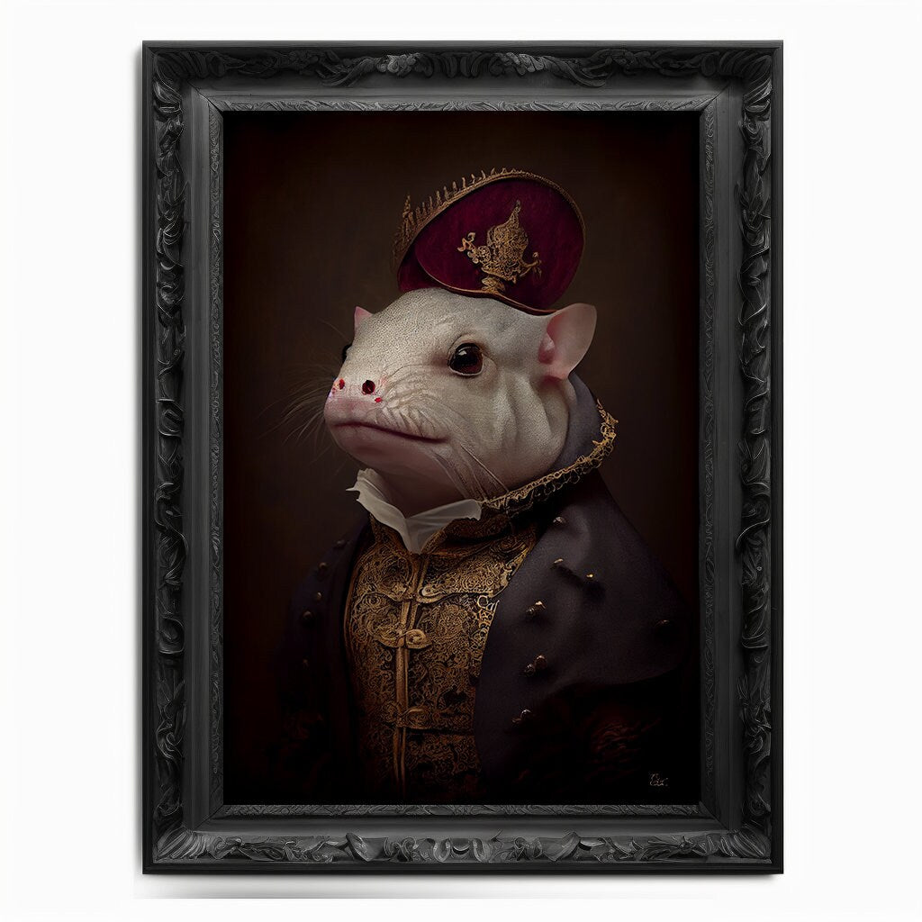 Axolotl Wall Art Print,  Animal Lover Vintage Regal Axolotl Art Poster Renaissance. Victorian Axolotl Portrait, Royal Painting Home Gift