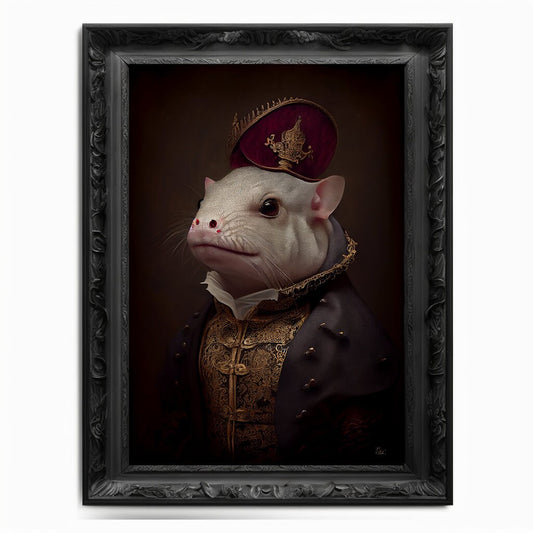 Axolotl Wall Art Print,  Animal Lover Vintage Regal Axolotl Art Poster Renaissance. Victorian Axolotl Portrait, Royal Painting Home Gift