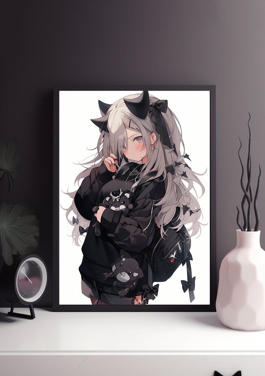 Black Gothic Lolita Anime Art Print Poster, Lolita Manga, Japanese Movie Poster, Wall Art Home Decor, Animation Film Prints