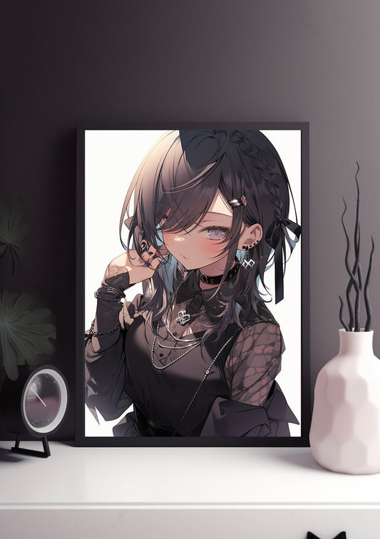 Black Gothic Lolita Anime Art Print Poster, Lolita Manga, Japanese Movie Poster, Wall Art Home Decor, Animation Film Prints