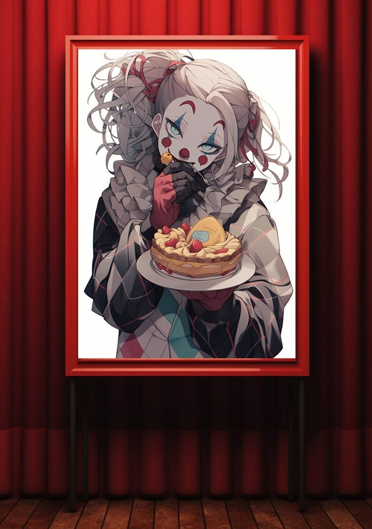 Red Clown Girl Anime Art Print Poster, Circus Manga, Japanese Movie Poster, Wall Art Home Decor, Animation Film Prints