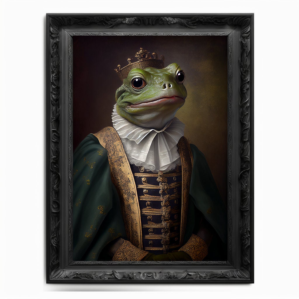 Pepe The Frog Wall Art Print, Vintage Regal Pepe The Frog Art Poster Renaissance. Victorian Pepe Portrait, Painting Pepe Coin Crypto