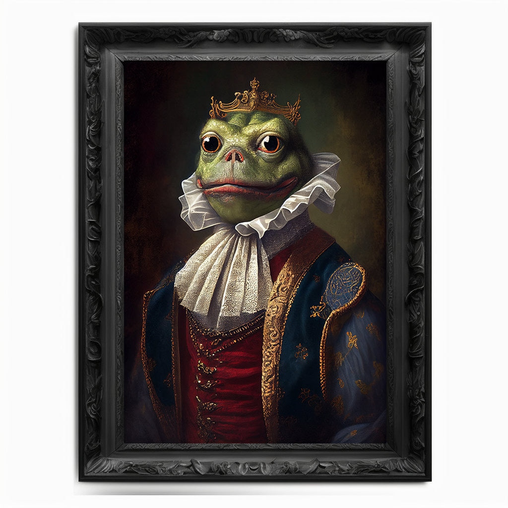 Pepe The Frog Wall Art Print, Vintage Regal Pepe The Frog Art Poster Renaissance. Victorian Pepe Portrait, Painting Pepe Coin Crypto