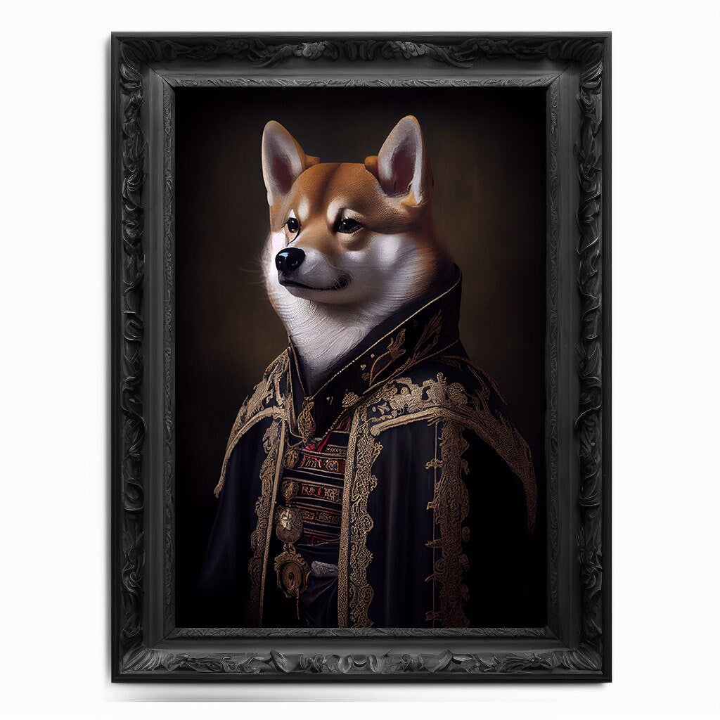 Shiba Inu Art Print, Animal Lover Vintage Regal Dog Floki Print Poster Renaissance. Victorian Puppy Portrait, SHIB Print, DOGE Art