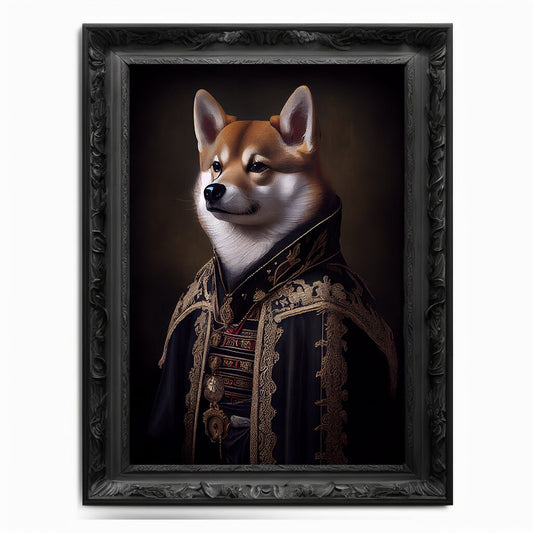 Shiba Inu Art Print, Animal Lover Vintage Regal Dog Floki Print Poster Renaissance. Victorian Puppy Portrait, SHIB Print, DOGE Art