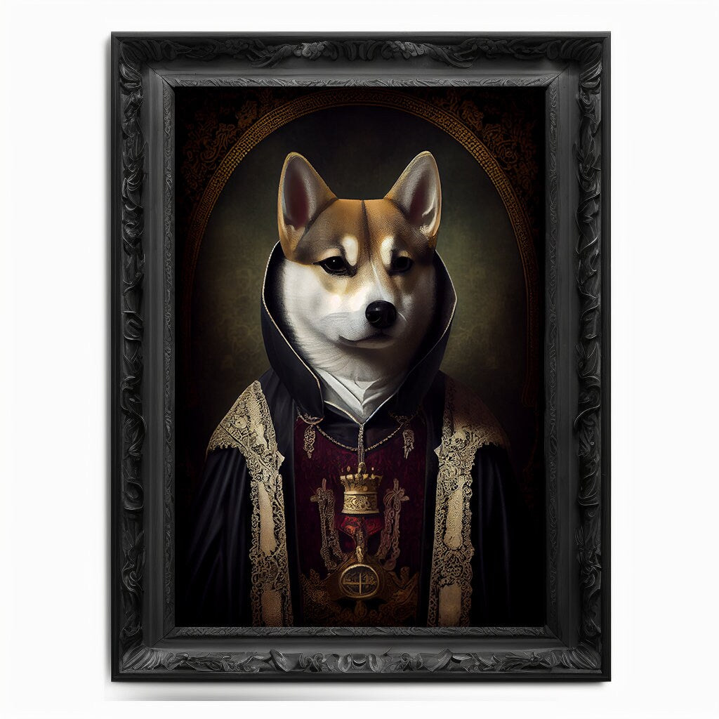Shiba Inu Art Print, Animal Lover Vintage Regal Dog Floki Print Poster Renaissance. Victorian Puppy Portrait, SHIB Print, DOGE Art