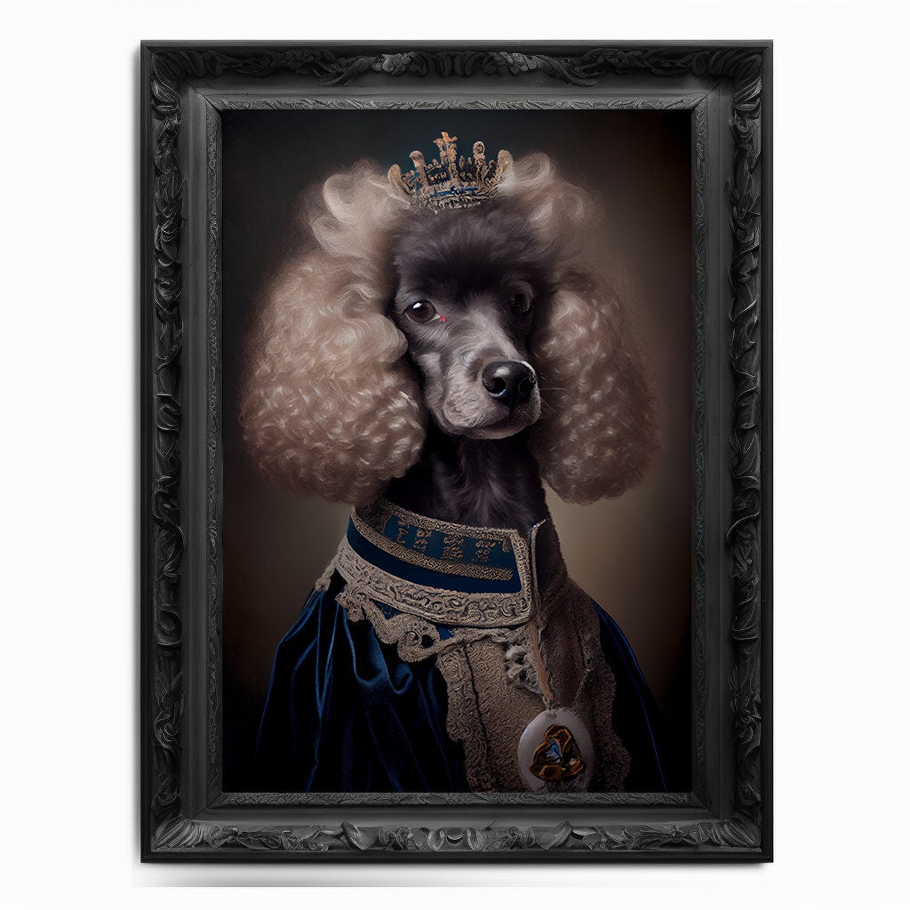 Poodle Wall Art Print, Animal Lover Vintage Regal Dog Art Print Poster Renaissance. Victorian Puppy Portrait, Royal Painting Home Pet Gift