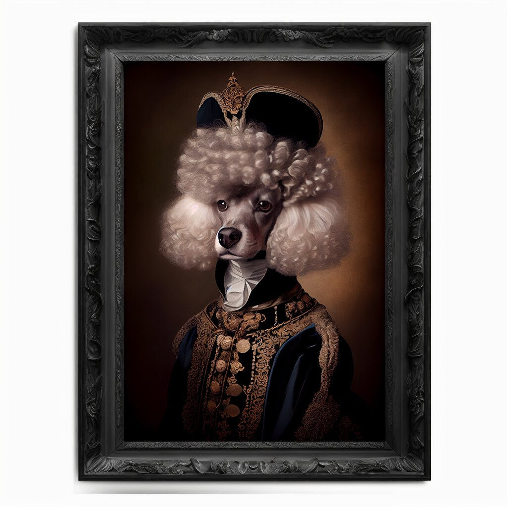 Poodle Wall Art Print, Animal Lover Vintage Regal Dog Art Print Poster Renaissance. Victorian Puppy Portrait, Royal Painting Home Pet Gift
