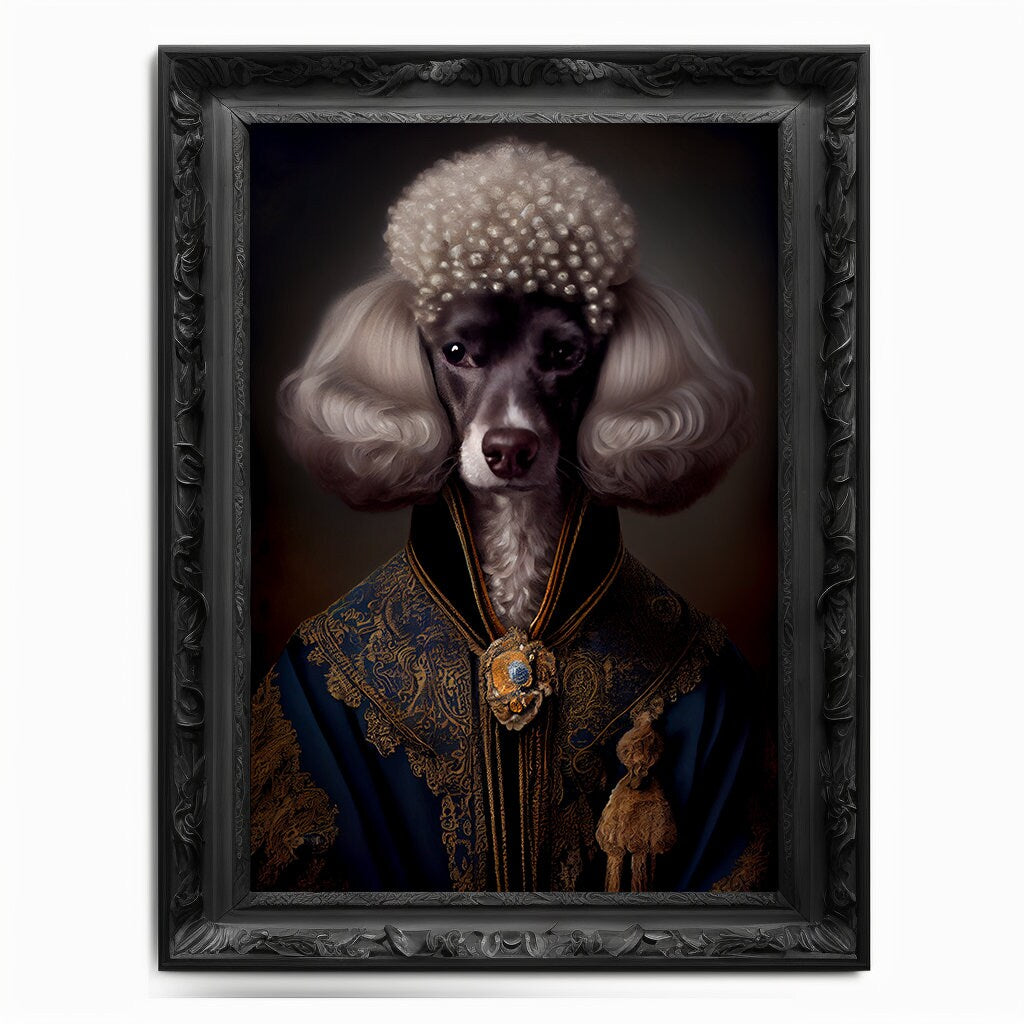 Poodle Wall Art Print, Animal Lover Vintage Regal Dog Art Print Poster Renaissance. Victorian Puppy Portrait, Royal Painting Home Pet Gift