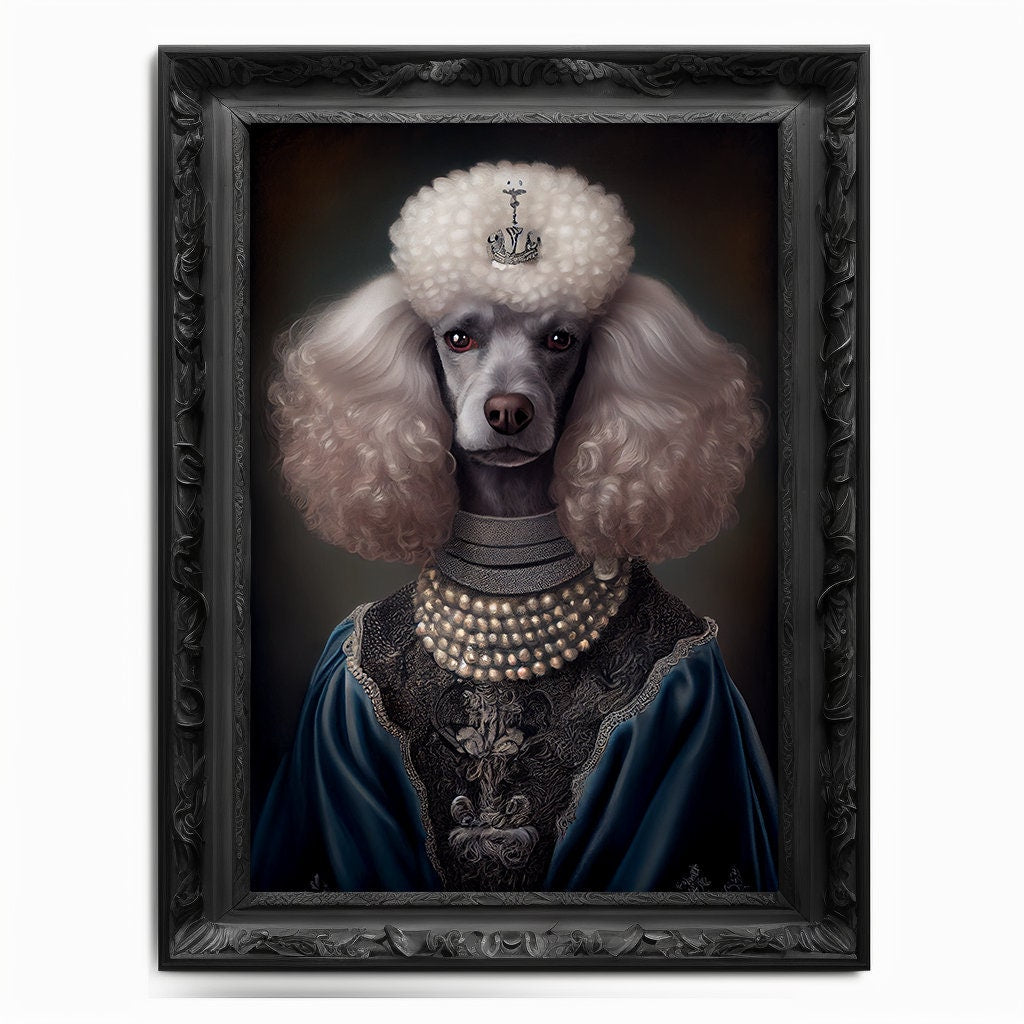 Poodle Wall Art Print, Animal Lover Vintage Regal Dog Art Print Poster Renaissance. Victorian Puppy Portrait, Royal Painting Home Pet Gift