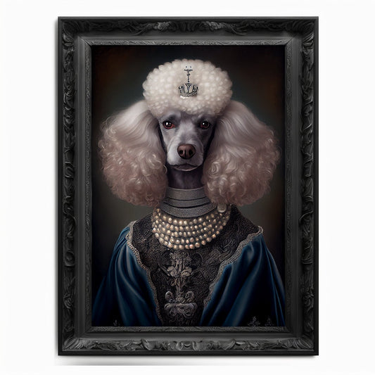 Poodle Wall Art Print, Animal Lover Vintage Regal Dog Art Print Poster Renaissance. Victorian Puppy Portrait, Royal Painting Home Pet Gift