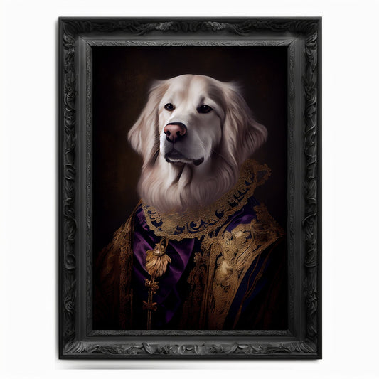 Golden Retriever Wall Art Print, Animal Lover Vintage Regal Dog Art Print Poster Renaissance. Victorian Puppy Portrait, Royal Painting Gift
