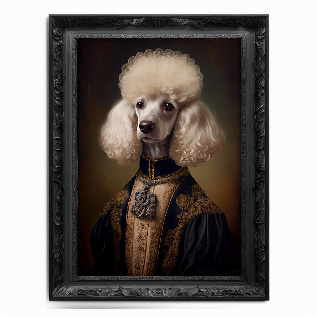 Poodle Wall Art Print, Animal Lover Vintage Regal Dog Art Print Poster Renaissance. Victorian Puppy Portrait, Royal Painting Home Pet Gift