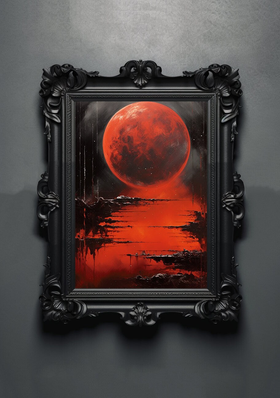 Demon Planet. Gothic Prints. Oil Painting. Skull Poster. Demonic Palace. Spooky Gifts. Gothic Home Decor. Gothic Art. Witchy Gifts. Space.