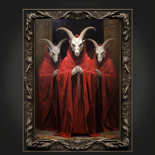 Baphomet Cult Oil Painting Artwork. Gothic Prints. Devil Poster. Demonic Art. Spooky Gifts. Gothic Home Decor. Gothic Art. Witchy Gifts.