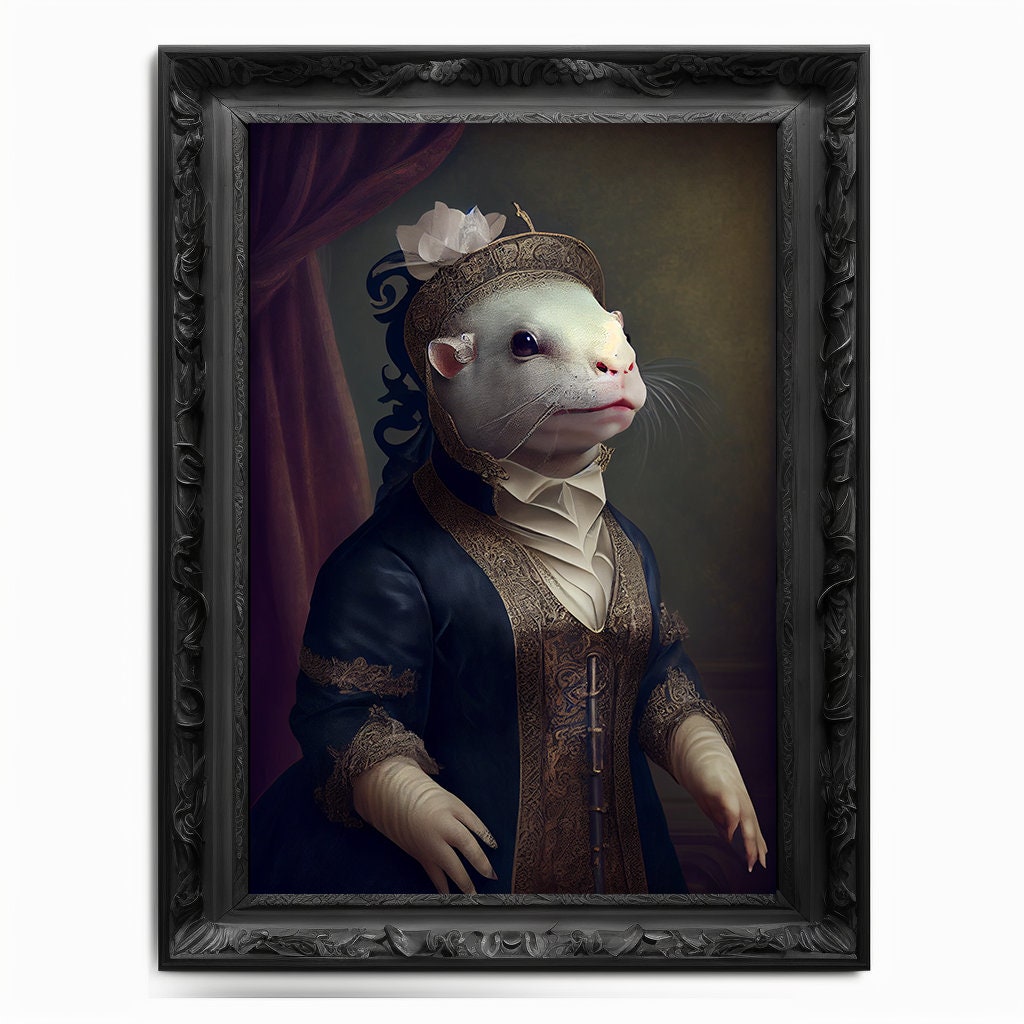 Axolotl Wall Art Print, Animal Lover Vintage Regal Axolotl Art Poster Renaissance. Victorian Axolotl Portrait, Royal Painting Home Gift