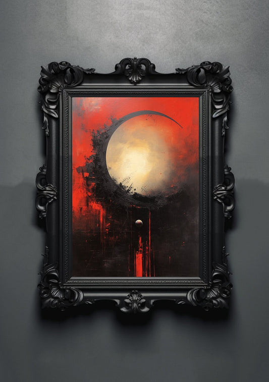Demon Planet. Gothic Prints. Oil Painting. Skull Poster. Demonic Palace. Spooky Gifts. Gothic Home Decor. Gothic Art. Witchy Gifts. Space.