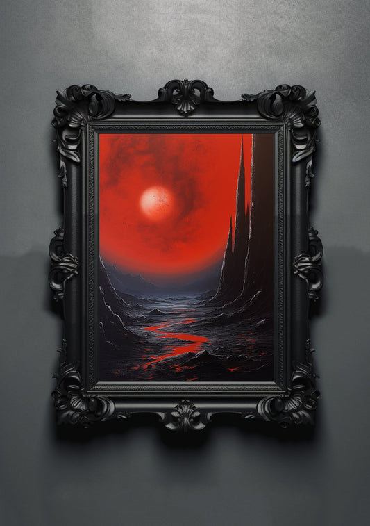 Demon Planet. Gothic Prints. Oil Painting. Skull Poster. Demonic Palace. Spooky Gifts. Gothic Home Decor. Gothic Art. Witchy Gifts. Space.