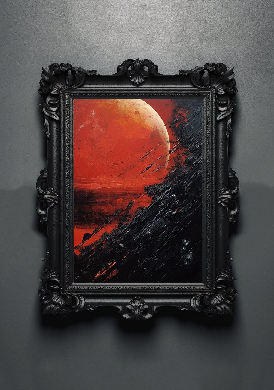 Demon Planet. Gothic Prints. Oil Painting. Skull Poster. Demonic Palace. Spooky Gifts. Gothic Home Decor. Gothic Art. Witchy Gifts. Space.