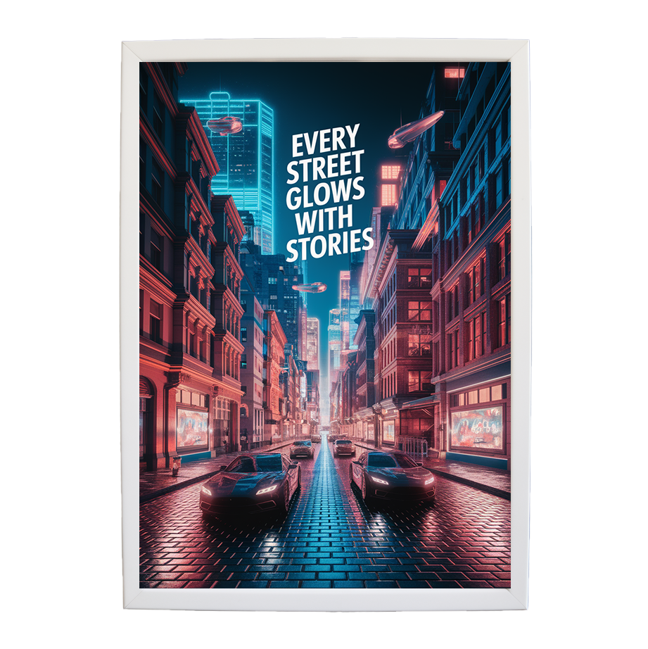 Neo-Noir Midnight City - Cyberpunk Streets Print