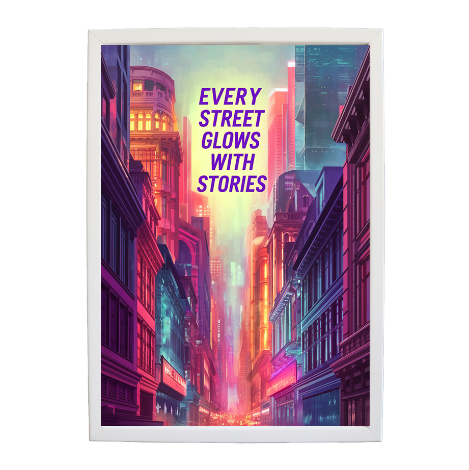 Cyber Glow District - Electric Nightscape Print