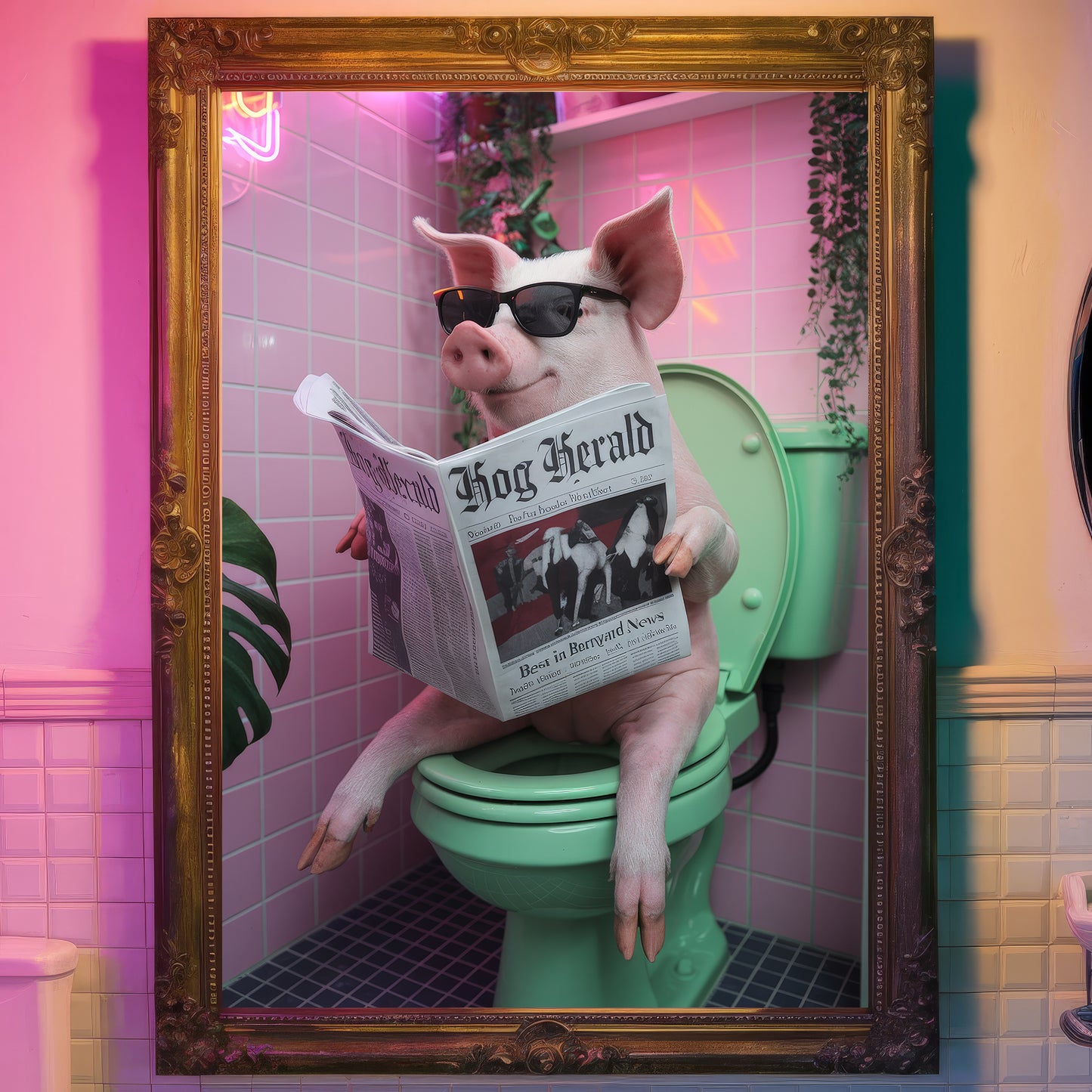 😎 The Cool Hog – Bathroom Critter Print 😎