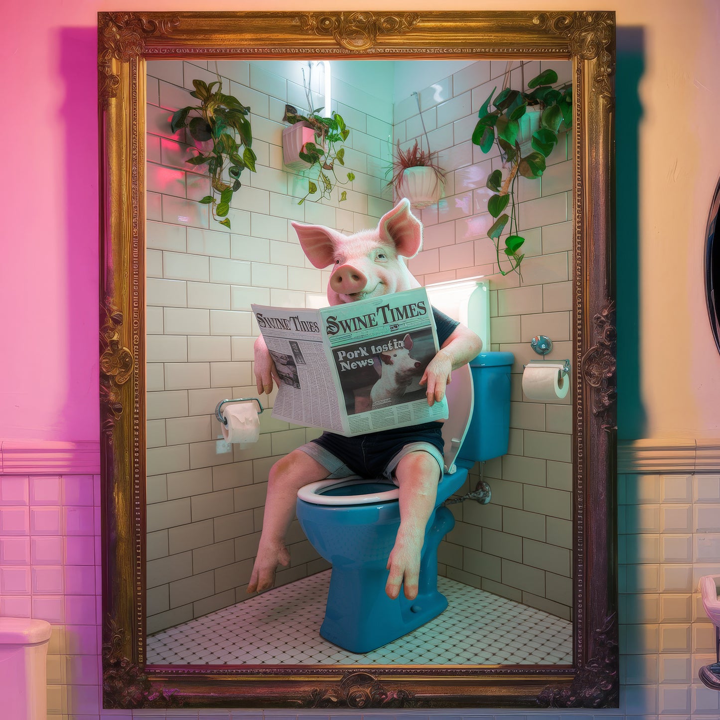 🌿 The Rustic Reader – Bathroom Critter Print 🌿