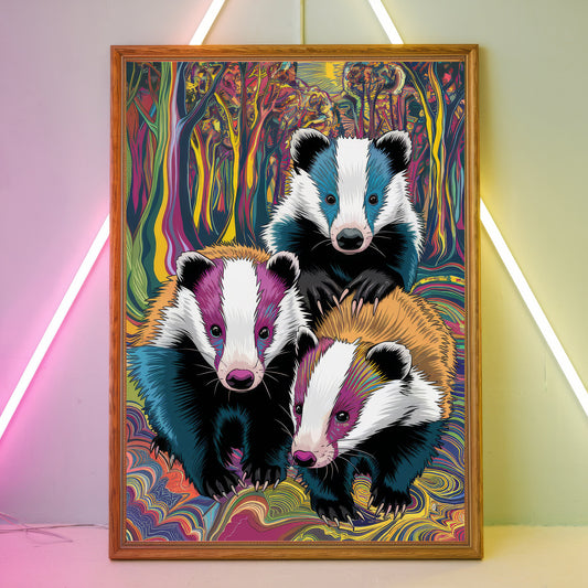 Funky Badger 1 Wall Art Poster Print