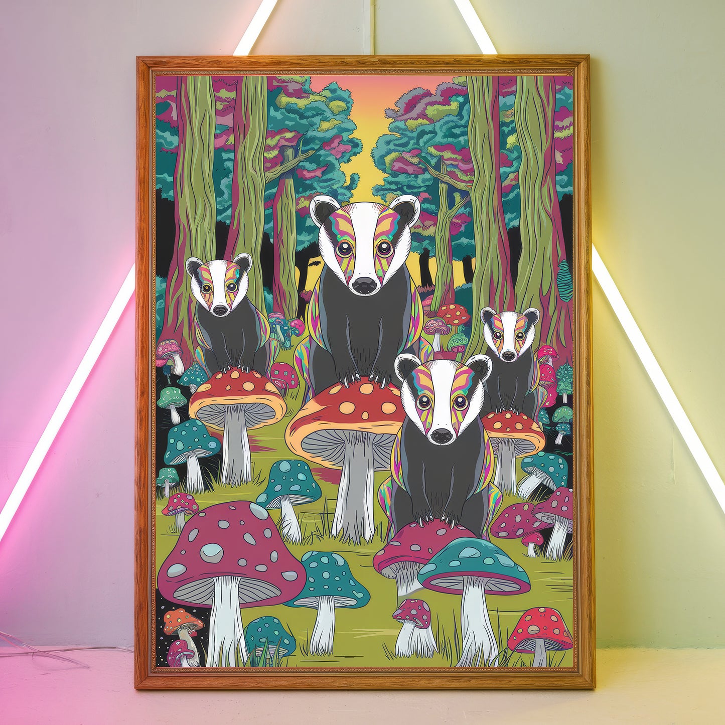 Funky Badger 4 Wall Art Poster Print
