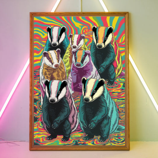 Funky Badger 7 Wall Art Poster Print