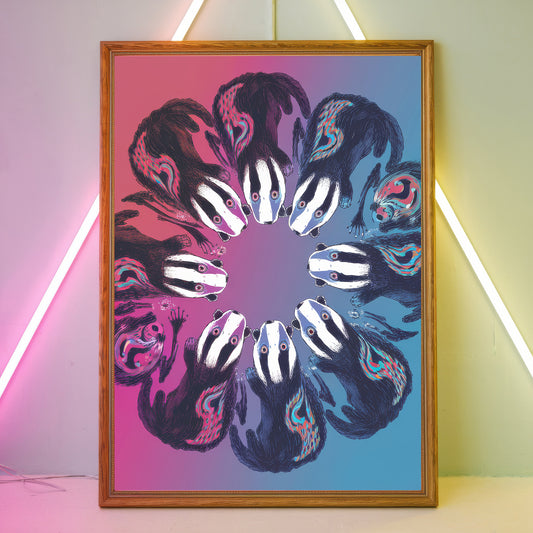 Funky Badger 8 Wall Art Poster Print