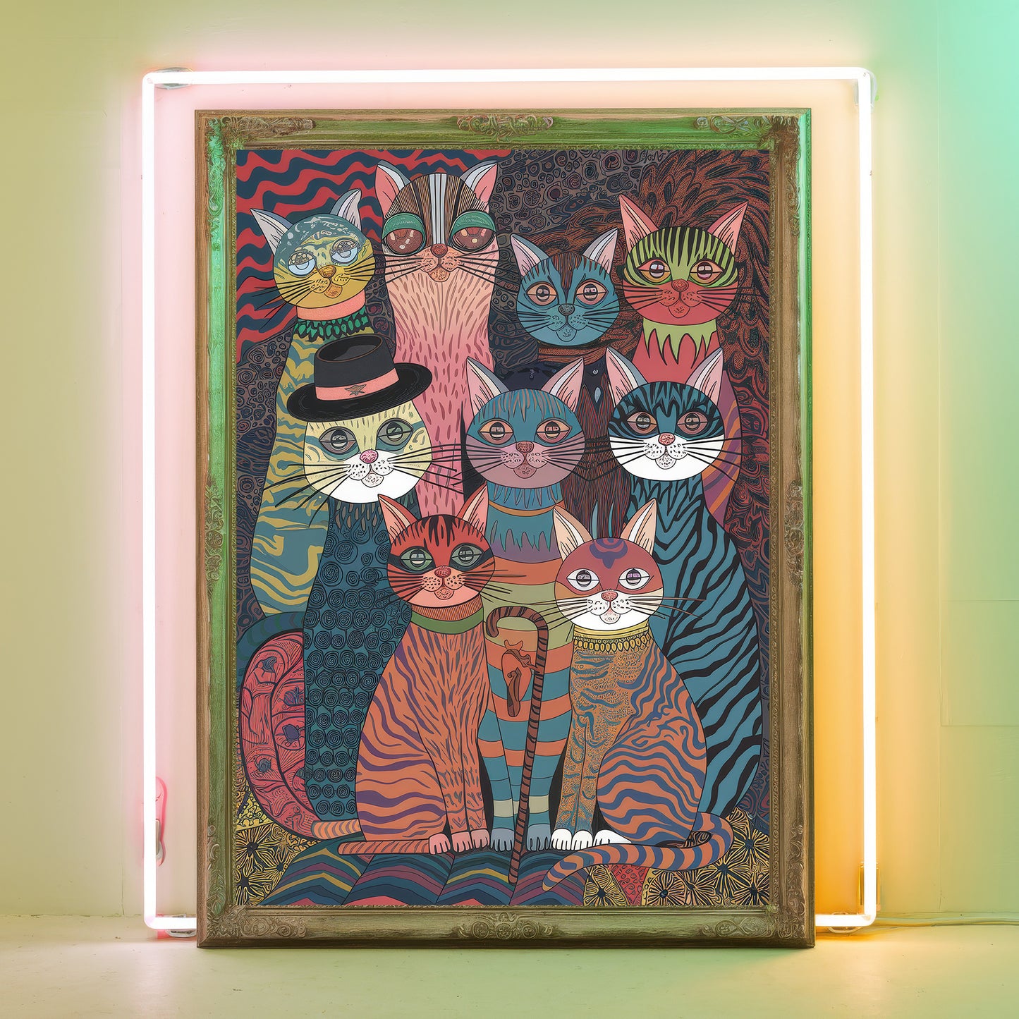 Funky Cat 10 Wall Art Poster Print