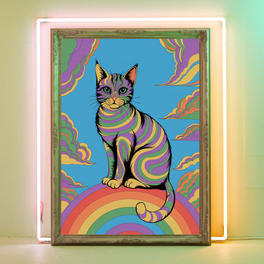 Funky Cat 4 Wall Art Poster Print