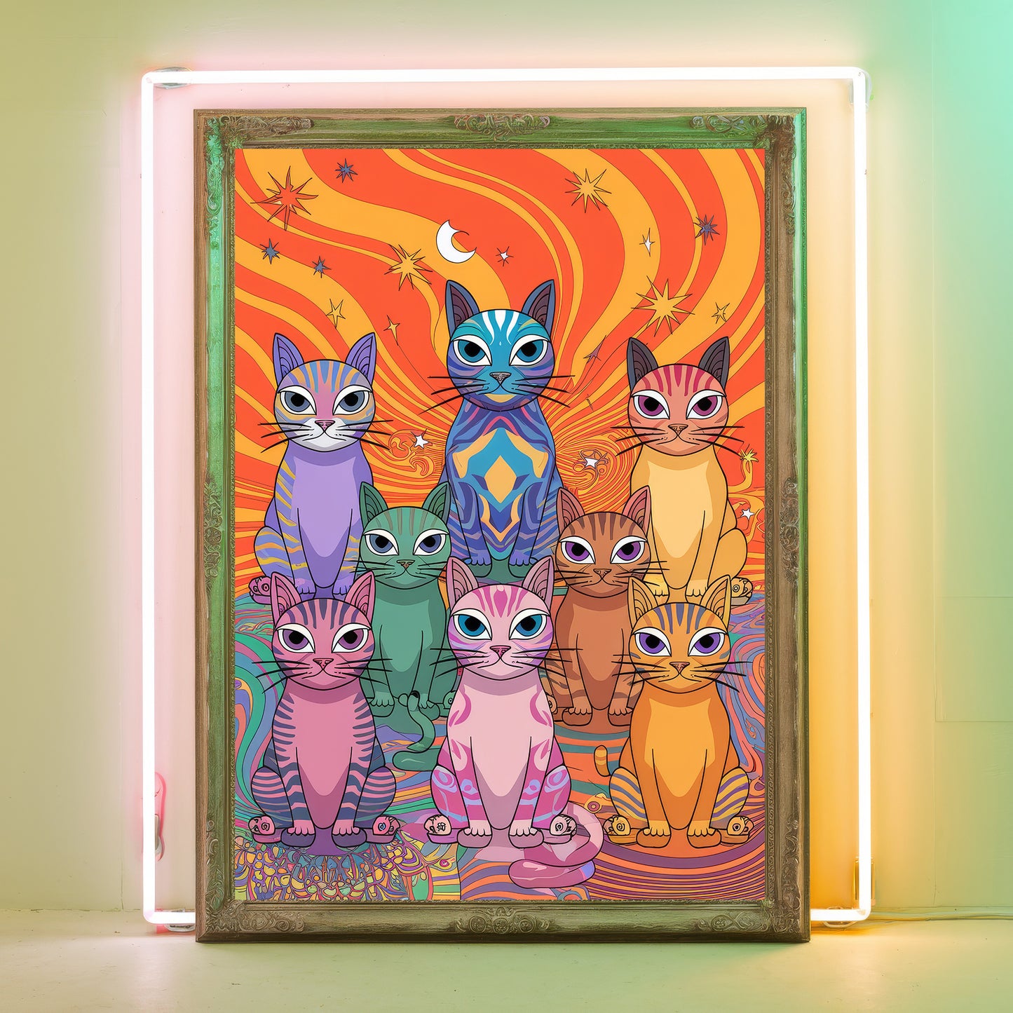 Funky Cat 5 Wall Art Poster Print
